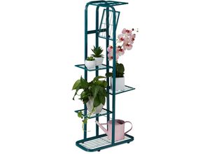 4052025890537 - Blumentreppe Metall 6-stufige Blumenetagere außen & innen hbt 107 x 44 x 24 cm Pflanzenregal grün - Relaxdays