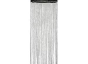 4052025891473 - Fadenvorhang Glitzer 90x245 cm kürzbar Tunneldurchzug für Türen & Fenster waschbar Fadengardine schwarz - Relaxdays