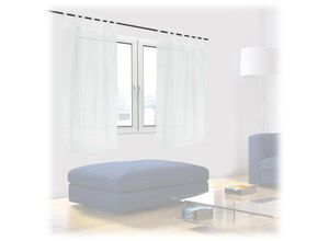 4052025891596 - Gardinen 2er Set HxB 145x140 cm halbtransparente Vorhänge Wohn- & Schlafzimmer Schlaufengardinen weiß - Relaxdays