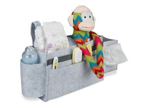 4052025898311 - Betttasche Hochbett 8 Fächer Baby- & Pflegebett Filz Bett Organizer zum Anhängen hbt 23x43x11 cm hellgrau - Relaxdays