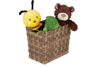 4052025898809 - Relaxdays - Aufbewahrungskorb geflochten hoch mit Griffen Korb Badezimmer Kunststoff hbt 30 x 36 x 23 cm braun