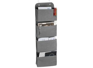 4052025899059 - Hängeorganizer 4 Fächer Tür Organizer mit Haken zum Einhängen Vlies Hängeaufbewahrung Bad & Büro grau - Relaxdays