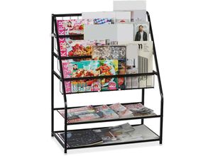 4052025899097 - Zeitschriftenregal Metall hbt 81 x 67 x 37 cm moderner Magazinständer freistehend für Wohnzimmer schwarz - Relaxdays