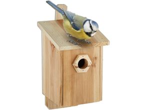 4052025899486 - Nistkasten für Vögel 28 mm Einflugloch Vogelhaus zum Aufhängen unbehandeltes Holz hbt 32x16x17 cm natur - Relaxdays