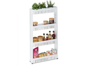 4052025899912 - Nischenwagen 4 Ablagen schmales Nischenregal für Bad & Küche hbt 101x125x54 cm Rollregal Kunststoff weiß - Relaxdays 4052025899912 - Nischenwagen 4 Ablagen schmales Nischenregal für Bad & Küche hbt 101x125x54 cm Rollregal Kunststoff weiß - Relaxdays