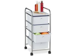 4052025899936 - Badrollwagen 4 Schubladen Metall & Kunststoff Rollcontainer Bad Kosmetik hbt 74 x 33 x 39 cm silber - Relaxdays