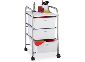 4052025899943 - Badrollwagen 3 Schubladen Metall & Kunststoff Rollcontainer Bad Kosmetik HxBxT 60 x 33 x 39 cm silber - Relaxdays