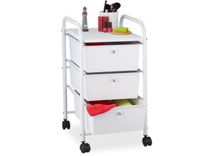 4052025899967 - Badrollwagen 3 Schubladen Metall & Kunststoff Rollcontainer Bad Kosmetik HxBxT 60 x 33 x 39 cm weiß - Relaxdays