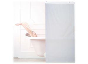 4052025900908 - Duschrollo 80x240 cm Seilzugrollo für Dusche & Badewanne Decke & Fenster Badrollo wasserabweisend weiß - Relaxdays