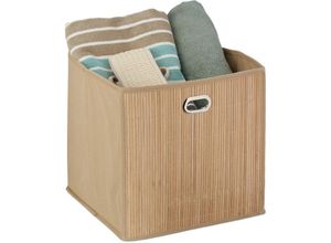 4052025901035 - Aufbewahrungskorb Bambus Badkörbchen quadratisch Stoff Regalkorb hoch hbt 31 x 31 x 31 cm faltbar natur - Relaxdays