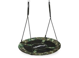 4052025904289 - Relaxdays - Nestschaukel Camouflage Tellerschaukel für Kinder & Erwachsene 100 kg Kinderschaukel 110 cm ø  dunkelgrün