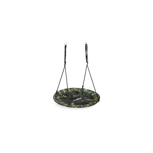 4052025904296 - Relaxdays Nestschaukel Camouflage Tellerschaukel für Kinder & Erwachsene 100 kg Kinderschaukel 100 cm Ø  dunkelgrün