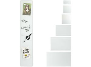 4052025904319 - Relaxdays - Magnettafel Glas 15x80 cm 3 Magneten Marker Stiftehalter Büro & Küche Sicherheitsglas Magnetboard weiß