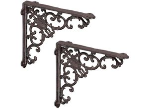 4052025905446 - Regalwinkel antik 2er Set Regalträger Gusseisen Barocke Ornamente Winkel für Regalboden Vintage braun - Relaxdays