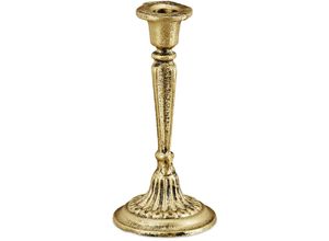 4052025905842 - Kerzenständer einarmig für Tafel- & Stabkerzen Vintage Barock Kerzenhalter Gusseisen HxD 19 x 9 cm gold - Relaxdays