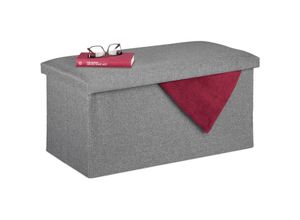 4052025906207 - Sitzbank mit Stauraum Leinen-Optik gepolstert Flur Schlafzimmer Truhenbank hbt 38 x 765 x 385 cm grau - Relaxdays