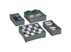 4052025906795 - Unterwäsche Organizer 4 tlg Schubladen Ordnungssystem Kleiderschrank für Socken BHs Unterhosen hellgrau - Relaxdays