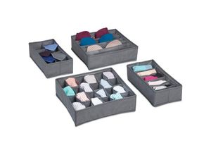 4052025906801 - Unterwäsche Organizer 4 tlg Schubladen Ordnungssystem Kleiderschrank für Socken bh Unterhosen dunkelgrau - Relaxdays