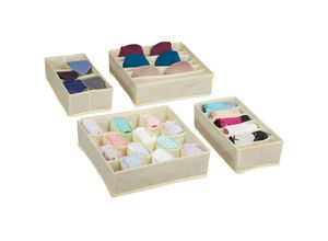 4052025906818 - Unterwäsche Organizer 4 tlg Schubladen Ordnungssystem Kleiderschrank für Socken BHs Unterhosen beige - Relaxdays