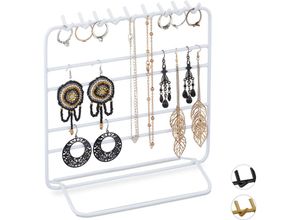 4052025907365 - Relaxdays Schmuckständer Ketten Ohrringe Armbänder Schmuckaufbewahrung Organizer Schmuck HBT 21x20x10 cm weiß