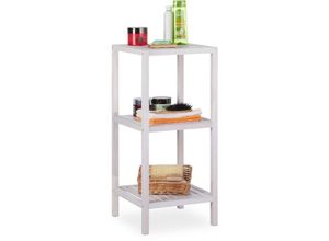 4052025907532 - Badregal Walnuss 3 Ablagen offen quadratisch Badezimmer Regal Holz hbt 795 x 36 x 36cm Standregal weiß - Relaxdays