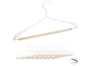 4052025908485 - Relaxdays Kleiderbügel 10er Set Anzugbügel mit Hosensteg T-Shirts Jacken & Hosen Holz & Metall 43 cm breit weiß