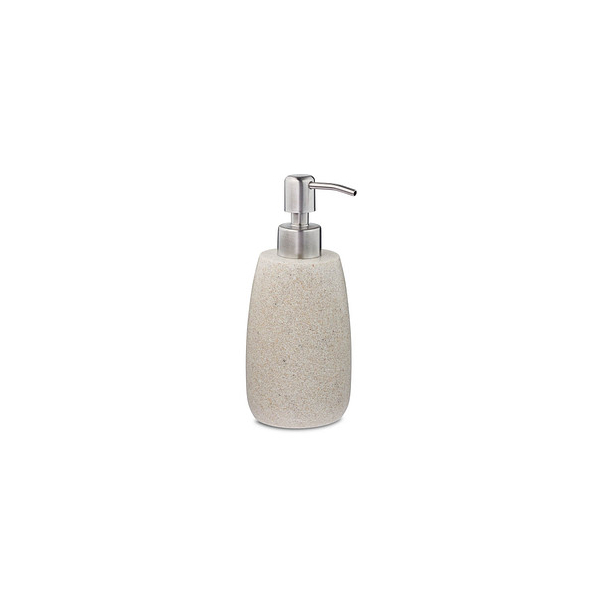 4052025908645 - Seifenspender 300 ml nachfüllbar Bad Küche Flüssigseifenspender rund Polyresin Edelstahlpumpe sand - Relaxdays