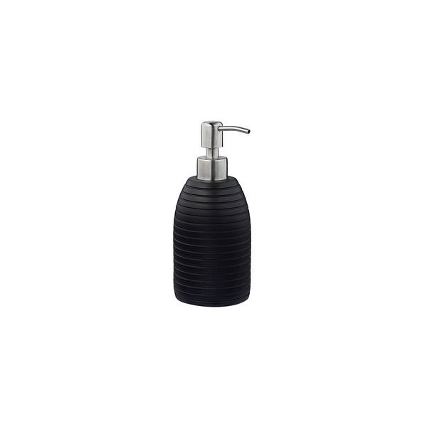 4052025908812 - Seifenspender 300 ml nachfüllbar Bad wc Küche Flüssigseifenspender Polyresin Edelstahlpumpe schwarz - Relaxdays