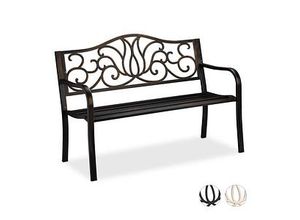 4052025909031 - Relaxdays Gartenbank Antik für 2 Personen Balkon Terrasse Metallbank HBT 90x1275x63 cm Stahl Guss schwarz-bronze