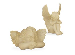 4052025909703 - Relaxdays Grabengel 2er Set Engelfigur anmutig wetterfest frostsicher Grabschmuck Schutzengel Kunststein creme