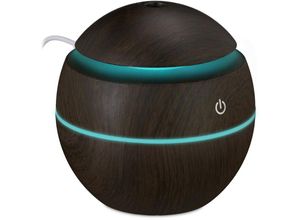 4052025910037 - Relaxdays - Aroma Diffuser für Wasser ätherische Öle Raumbefeuchter 150 ml led Farbwechsel usb Anschluss dunkelbraun