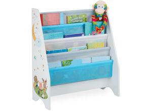 4052025911560 - Kinder Bücherregal 4 Hängefacher Lagerfeuer Kindermotiv Bücheraufbewahrung hbt 71x62x29 cm mehrfarbig - Relaxdays