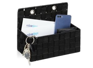 4052025912086 - Aufbewahrungskorb hängend Organizer im Bad Flur Schlafzimmer Hängeaufbewahrung HxBxT 20x25x15 cm schwarz - Relaxdays