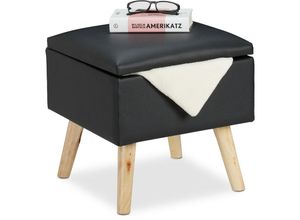 4052025913687 - Sitzhocker mit Stauraum aus Kunstleder HxBxT 40 x 40 x 40 cm mit Deckel Sitzwürfel gepolstert schwarz - Relaxdays