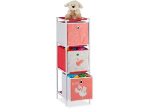 4052025915988 - Kinderregal mit 3 Boxen Spielzeug Mädchen Schwan-Design Regal Kinderzimmer hbt 89 x 275 x 30 cmweiß rot - Relaxdays