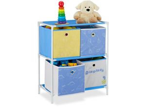 4052025916015 - Kinderregal 4 Boxen Jungen & Mädchen Dino-Design Regal Kinderzimmer Spielzeug hbt 62 x 53 x 30 cm bunt - Relaxdays