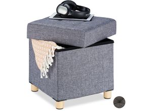 4052025916855 - Sitzhocker mit Stauraum weich gepolstert gesteppt Stoffbezug Sitzwürfel HxBxT 40 x 38 x 38 cm grau - Relaxdays