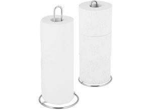 4052025919559 - Küchenrollenhalter 2er Set stehend für Küchen- und Toilettenrollen Metall schlicht HxD 32x13 cm silber - Relaxdays