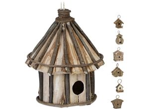 4052025919931 - Deko Vogelhaus zum Aufhängen unbehandeltes Holz Balkon Terrasse Garten Nistkasten HxD 25 x 20 cm natur - Relaxdays