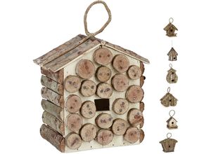 4052025919955 - Deko Vogelhaus zum Aufhängen unbehandeltes Holz Balkon Garten Nistkasten HxBxT 34 x 235 x 16 cm natur - Relaxdays