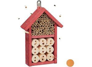 4052025921569 - Insektenhotel Bausatz Insektenhaus für Käfer Bienen & Florfliegen zum Selberbauen hbt 26 x 16 x 6 cm rot - Relaxdays