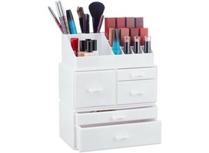 4052025924065 - Make Up Organizer mit 21 Fächern Kosmetik Tower für Lippenstift Nagellack Schminke Acryl Make Up Box weiß - Relaxdays