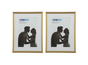 4052025925598 - Bilderrahmen 2er Set 15x20 cm Passepartout 10x15 cm Glasscheibe Fotorahmen zum Stellen & Hinhängen gold - Relaxdays