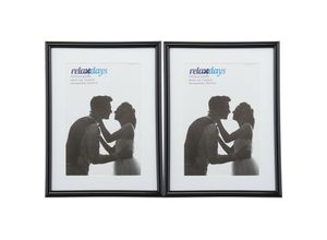 4052025925659 - Bilderrahmen 2er Set 15x20cm Passepartout 10x15cm Glasscheibe Fotorahmen zum Stellen & Hinhängen schwarz - Relaxdays