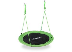 4052025927127 - Relaxdays - Nestschaukel Outdoor Schaukel für Kinder & Erwachsene ø 110 cm bis 100 kg rund Tellerschaukel grün