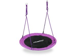 4052025927134 - Nestschaukel Outdoor Schaukel für Kinder & Erwachsene ø 110 cm bis 100 kg rund Tellerschaukel lila - Relaxdays