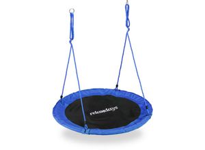 4052025927165 - Relaxdays - Nestschaukel Outdoor Schaukel für Kinder & Erwachsene ø 110 cm bis 100 kg rund Tellerschaukel blau