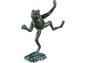 4052025930141 - Relaxdays - Gartenfigur Frosch wetterfest innen & außen Balkon Terrasse am Teich Dekofigur Gusseisen Größe l grün