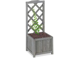 4052025931209 - Rankkasten mit Rankgitter wetterfest Holz f Balkon Garten Rosen Wein 20 l Kübel 90 cm Rankhilfe grau - Relaxdays