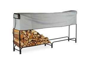 4052025932336 - Kaminholzregal extra breit Abdeckplane für Holzvorrat Kaminholzständer Metall hbt 122 x 245 x 40cm schwarz - Relaxdays